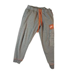 Nike Sweatpants Mens M Gray Orange Just Do It Sportswear Embroidered Joggers